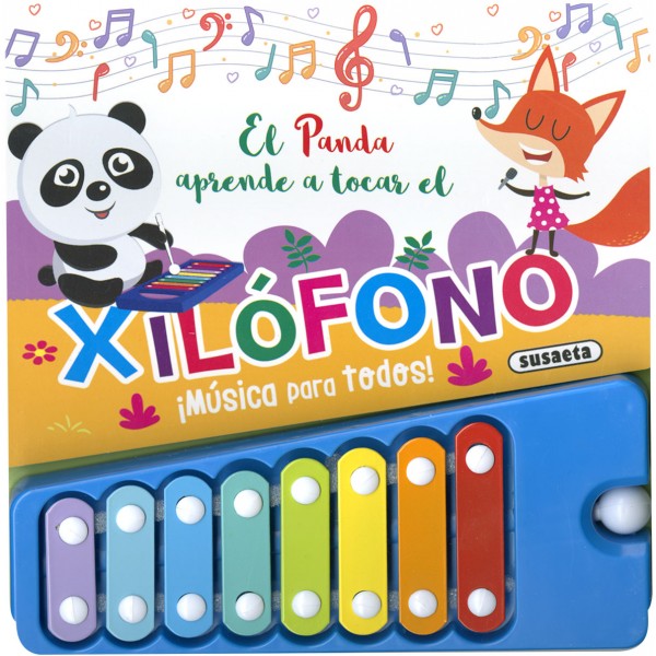 El panda aprende a tocar el xilófono
