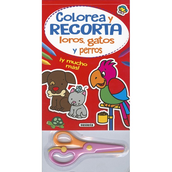 Colorea y recorta - Loros, gatos y perros