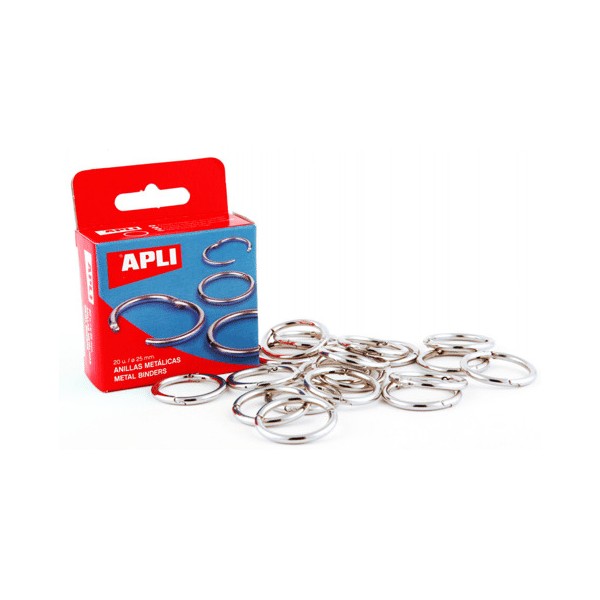 Caja 20 anillas metalicas Apli 25 mm.