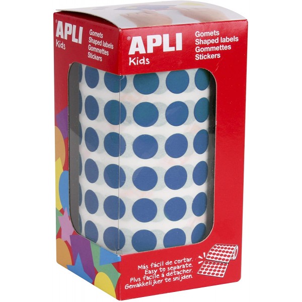 Rollo gomets Apli 04852 circulos 10,5 mm. Azul