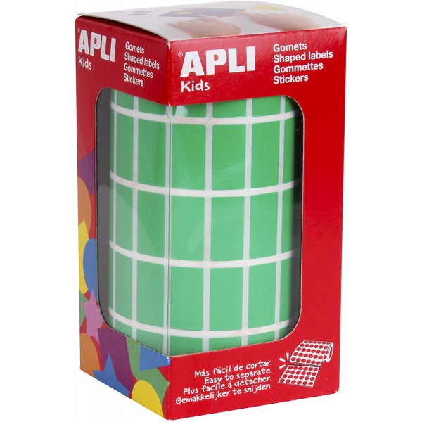 Rollo gomets Apli 04886 rectangulos 20x10 mm. Verd