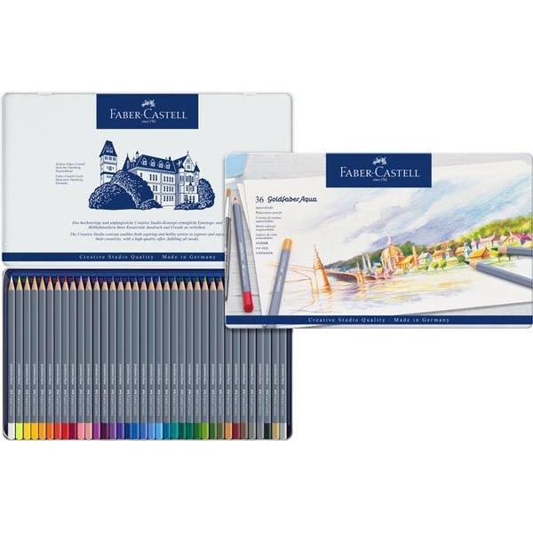 Estuche metal 36 lapices acuarelables Faber-Castel