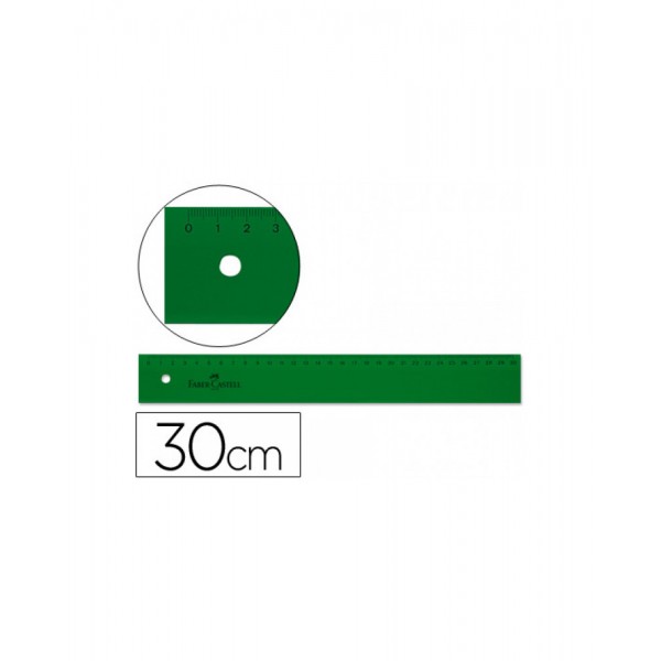 Regla graduada tecnica verde 30 cm.