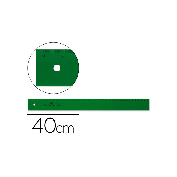 Regla graduada tecnica verde 40 cm.