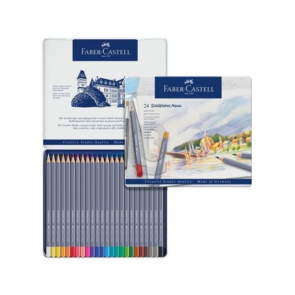 Estuche metal 24 lapices acuarelables Faber-Castel