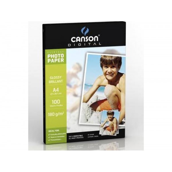Papel fot a4 180g glos/bril p100 canson
