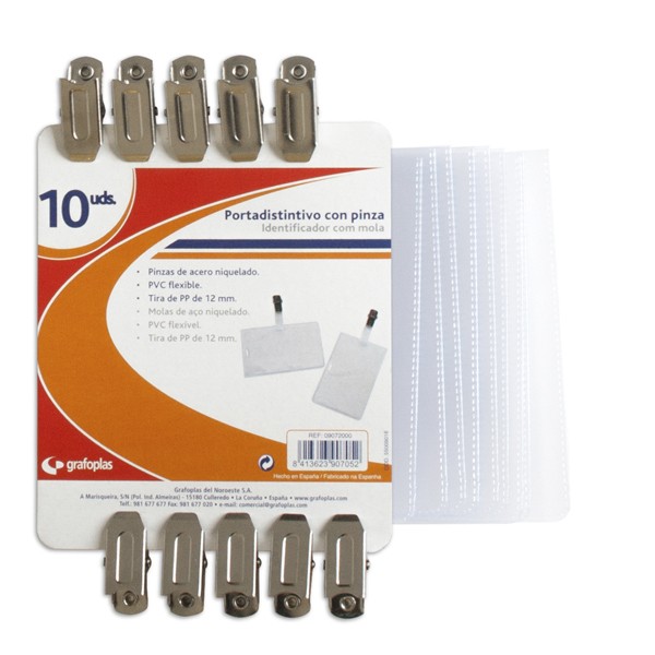 Caja con 25 identificadores y pinzas