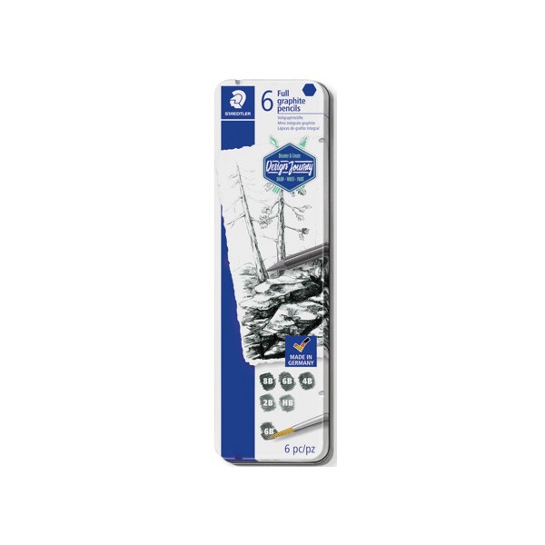 Estuche metalico 6 lapices 100% grafito Mars Lumog