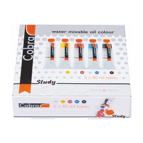 Set 5 tubos oleo miscible al agua Cobra colores pr